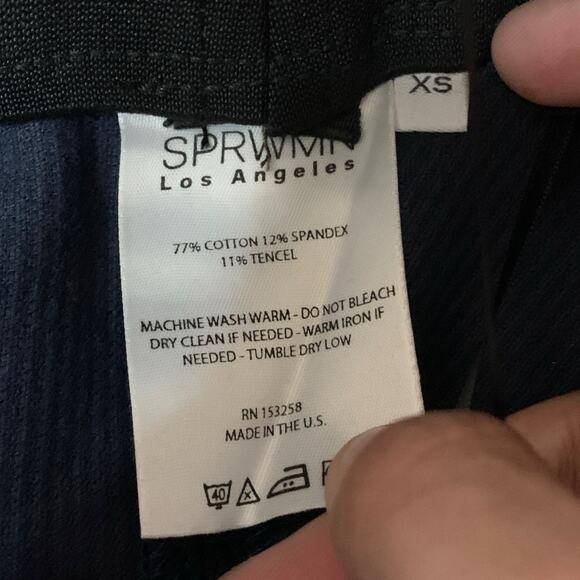 SPRWMN XS Black Corduroy Ankle Flare Pants Pull On Stretch High Rise - Picture 10 of 10